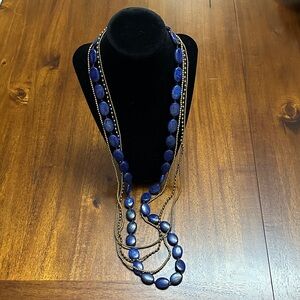 The Territory Ahead Lapis Blue and Gold Necklace